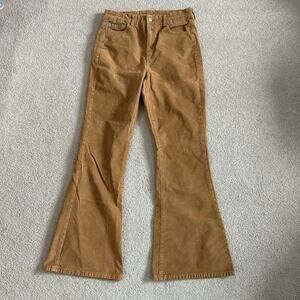 American Eagle Super Hi-Rise Flared Corduroy Pants Brown Womens Size 10